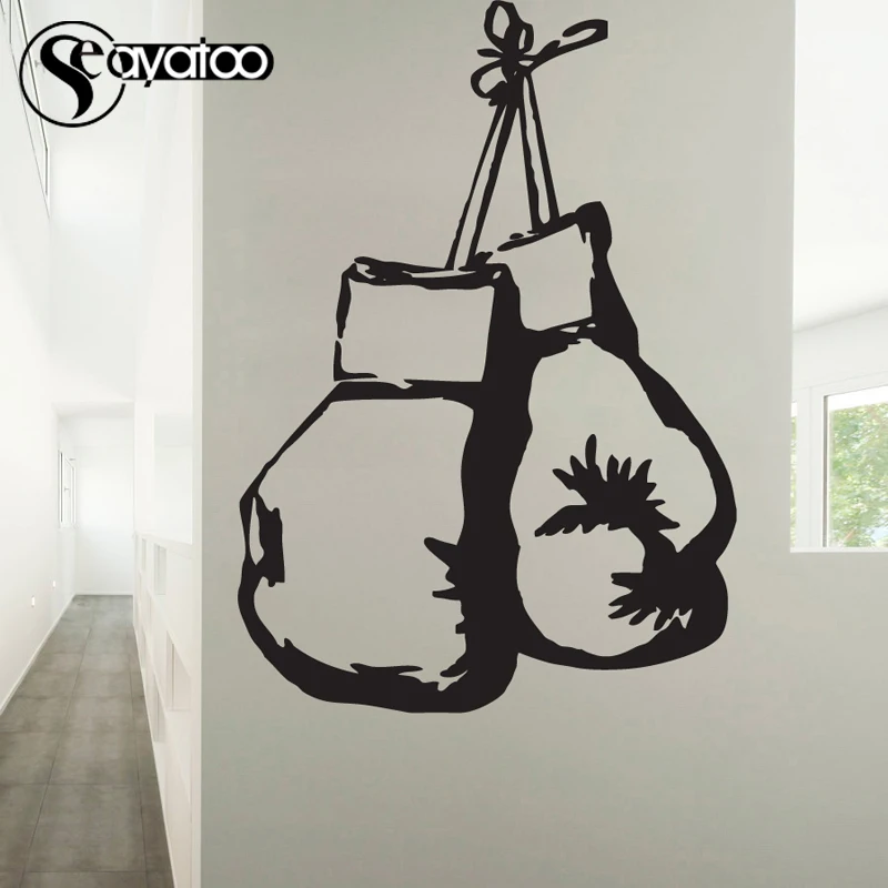 Boxing Gloves Vinyl Wall Sticker Decal Gym Gymnasium Sports Men Boys