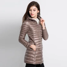 Women s Down Jacket Hooded Winter Duck Down Jackets Women Slim Long Sleeve Parka Zipper Coats