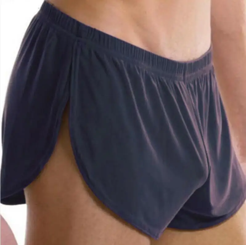Плюс размеры сна низ для мужчин Летние пикантные короткие Домашняя одежда сплошной мужской повседневное лаунж-Пижама мягкие гладкие - Цвет: navy