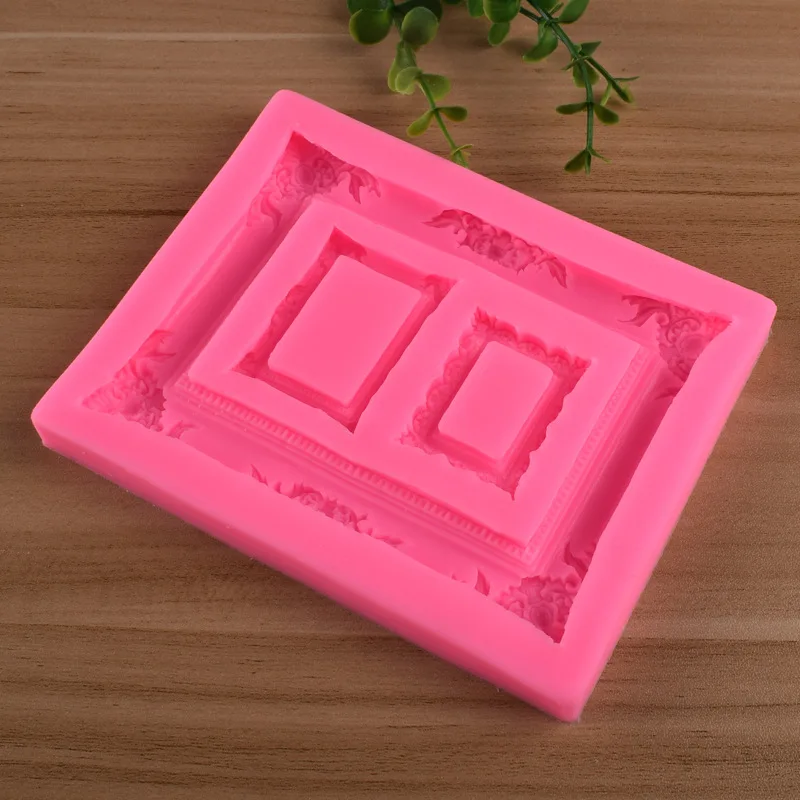 3 Even Big Retro Relief Mirror Frame Silicone Moulds 3D Chocolate Party Cake Decorating Tools DIY Baking Fondant Silicone Molds3