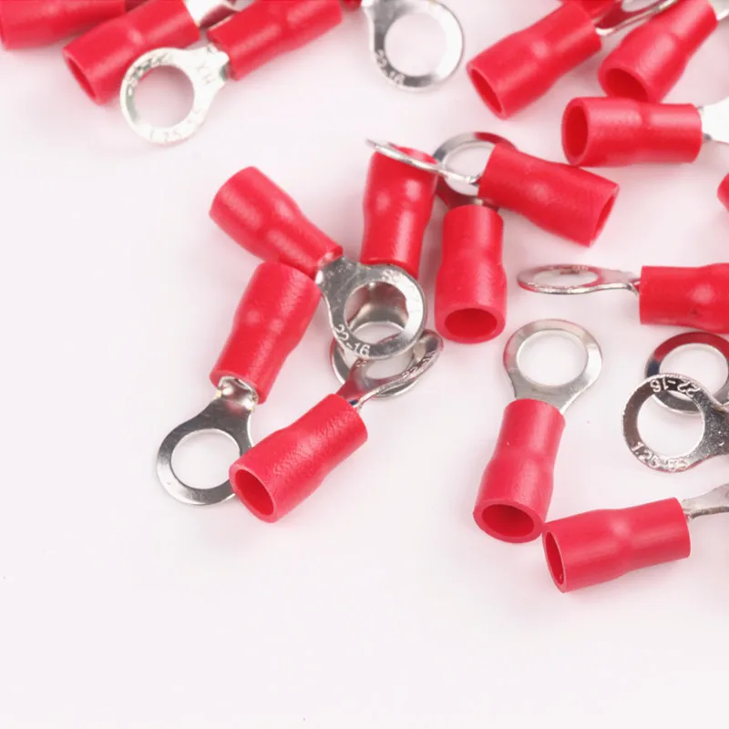 30pcs Red Ring eye Ground Wire Cold pressed Crimp Terminals RV1.25 5mm