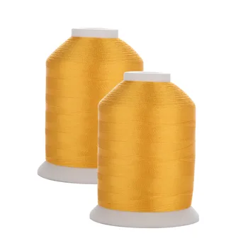 

Simthread 206 Harvest Gold Trilobal Polyester Embroidery thread Sewing Thread 40wt Tkt 120 Tex 27 in 1100Y with 2 huge Spools