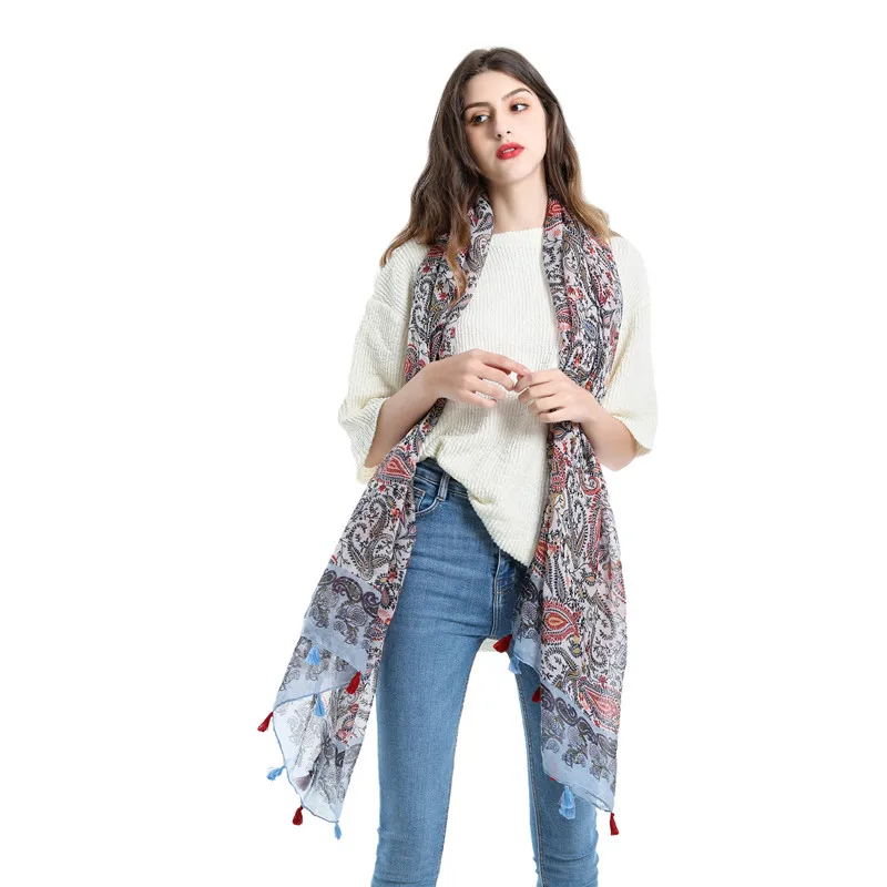 

Bohemian Hijab Scarf Fashion Boho Handkerchief Foulard Scarves Banda Cotton & Linen Scarf Women Bandana Women Head Scarf