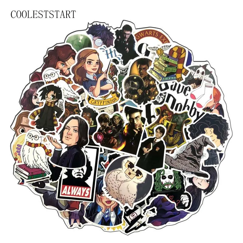 

100 PCS Harry Potter Hogwarts Stickers Cartoon Waterproof DIY Decals Sticker for Fridge Suitcase Stationery Developer Decor