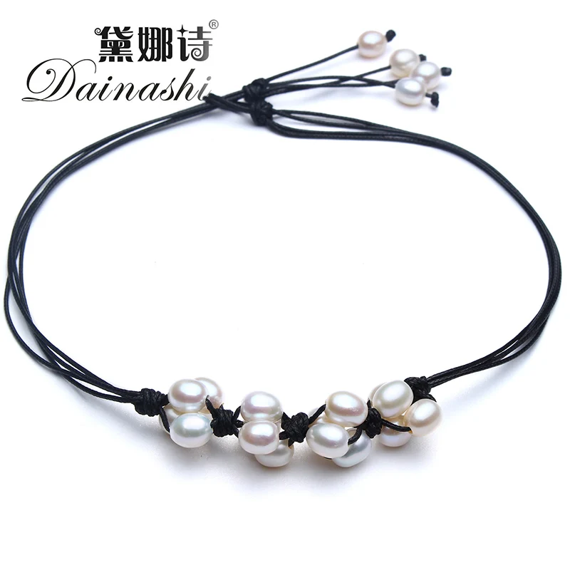

New Style Of 2017 Chocker Necklace 8-9mm Natural Freshwater Pearl Pink Purple White AAAA Fashion Design DIY Beautiful Necklace