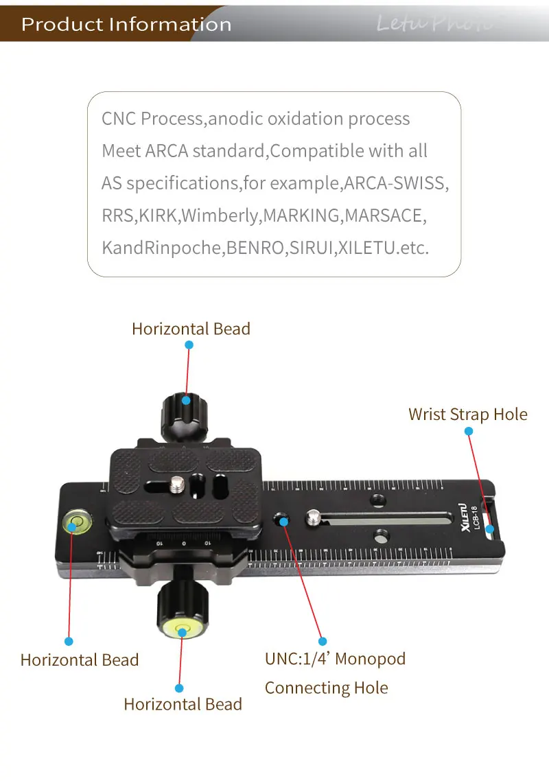 LCB-18B гусеничный слайдер Фокусировочный рельс слайдер QR пластина Arca Swiss спецификация для DSLR камеры