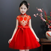 Высокое качество детский Чонсам для девочек; в стиле династии Тан; летнее платье в китайском стиле для маленьких девочек; стильное платье для детей старшего возраста cheongsam шар костюм Guzheng