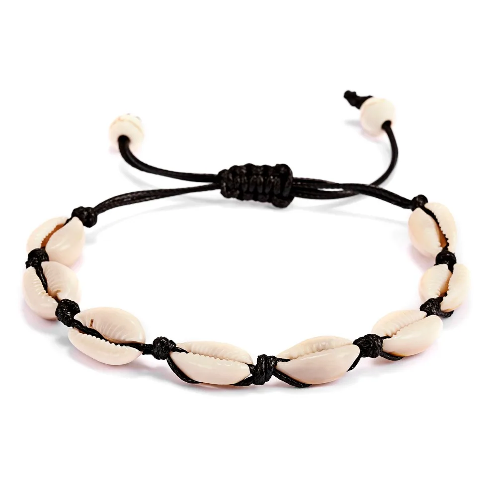

Rinhoo Natural Seashell Bracelets Retro Hand Knit Fashion Women Beaded Strand Bracelet Chain Casual Jewelry Accessories