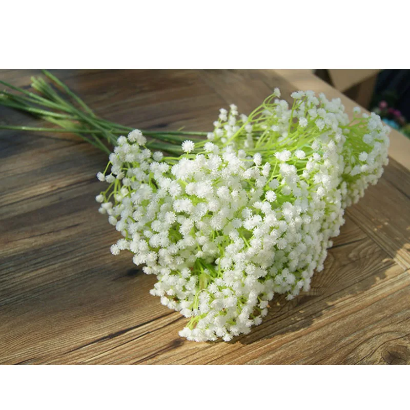 Hot Selling Artificial 11 Pieces White Babies Breath Flowers Fake Gypsophila DIY Floral Bouquets Arrangement Wedding Home Decor