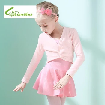 

Winter Autumn Warm Child Girls Ballet Gymnastic Leotard Jacket Long Sleeved Dance Top Coat Kids Dance Clothing Wrap Ballet