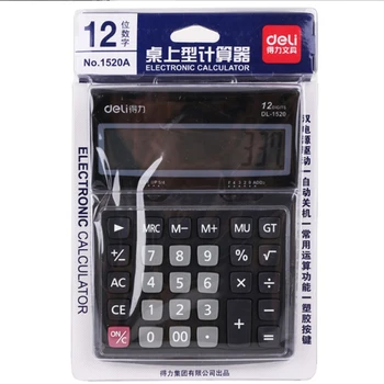 

Deli 1PC 12Digital LCD large Display calculator solar and battery power multi-functional solar Desktop office business type