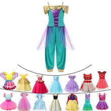 Карнавальное детское платье Золушки для рождественской вечеринки; платье принцессы Анны для девочек; костюм Эльзы, жасмина, Рапунцель; карнавальный костюм на Хэллоуин