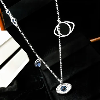 

S925 Silver Demon Eye Necklace Female Clavicle Chain Fashion Jewelry Fashion Necklace Crystal Pendant High Quality Birthday Gift