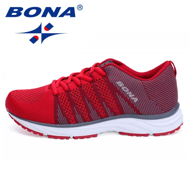 BONA New Typical Style Women Running Shoes Outdoor Walking Jogging Sneakers Lace Up Mesh Athletic Shoes soft Fast Free Shipping RED