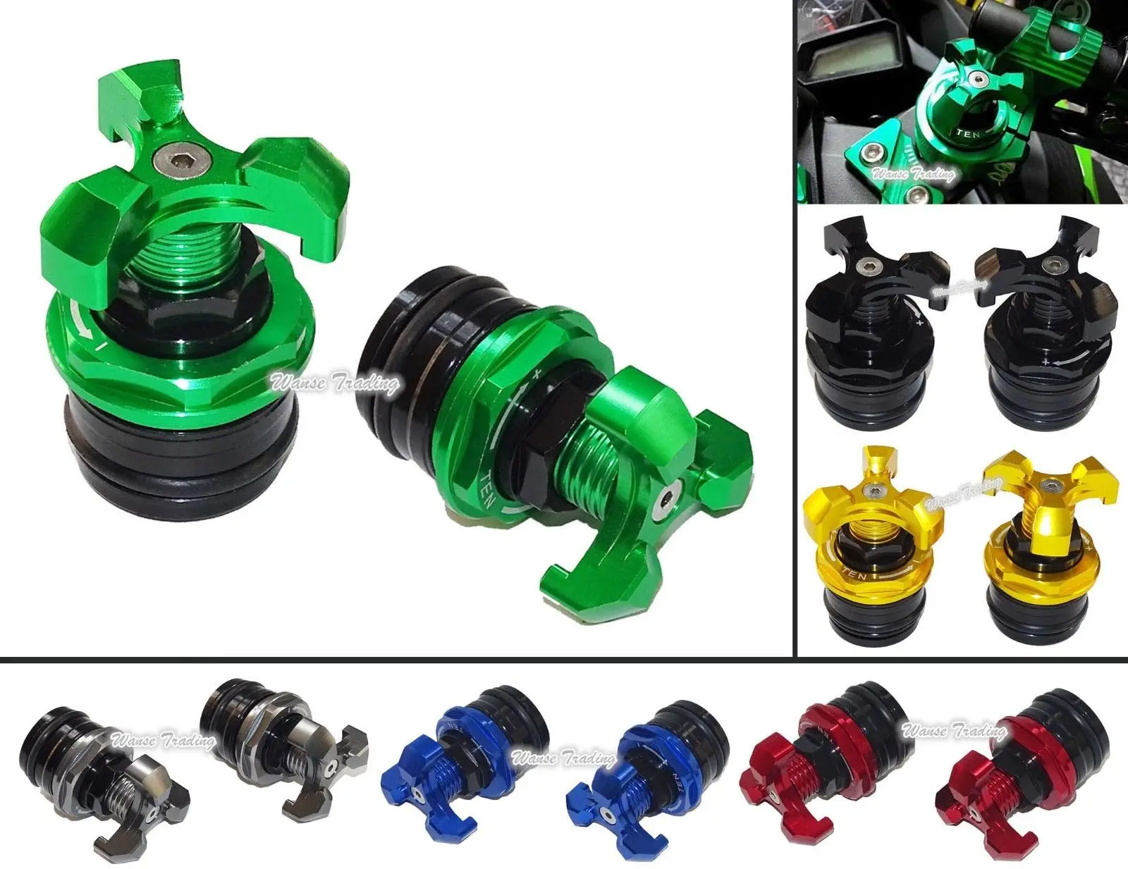 Motorcycle Front Fork Top Cap Spring Preload Adjusters For KAWASAKI