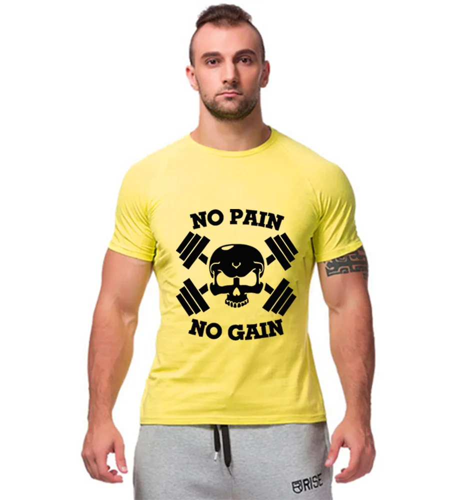 2018 summer Men's Running Series gym T Shirts Cotton printing