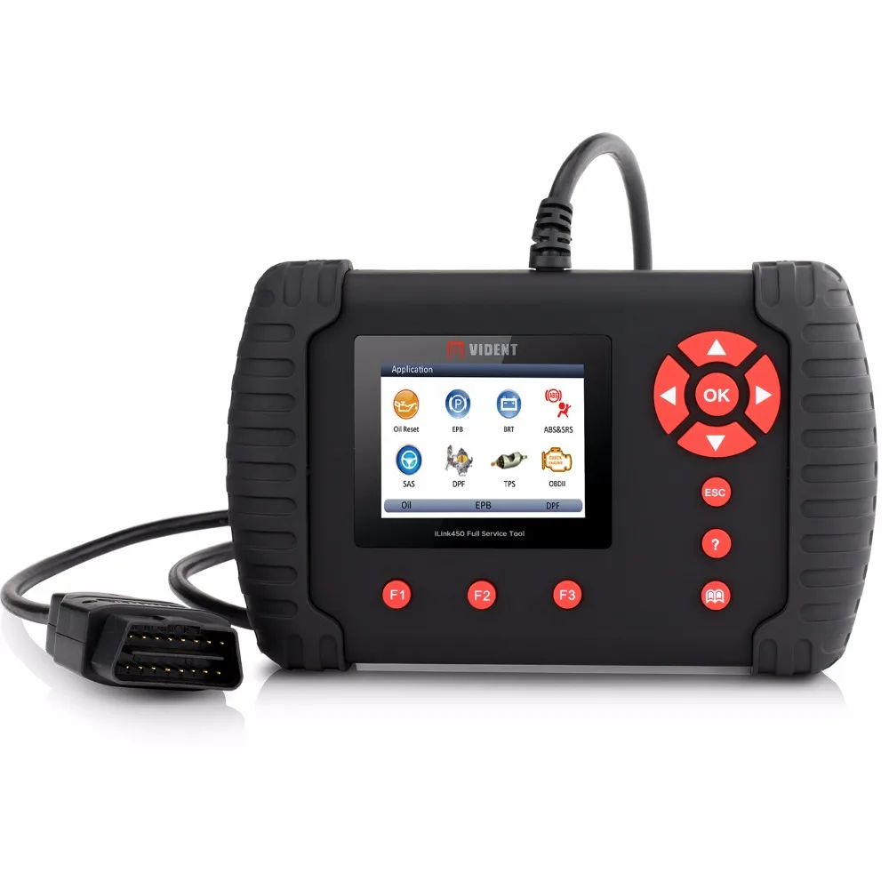 

Vident iLink450 Automotive OBD2 EPB Service Oil light ABS Airbag SRS TBA/TPS SAS reset BRT DPF Regeneration Diagnostic Tool