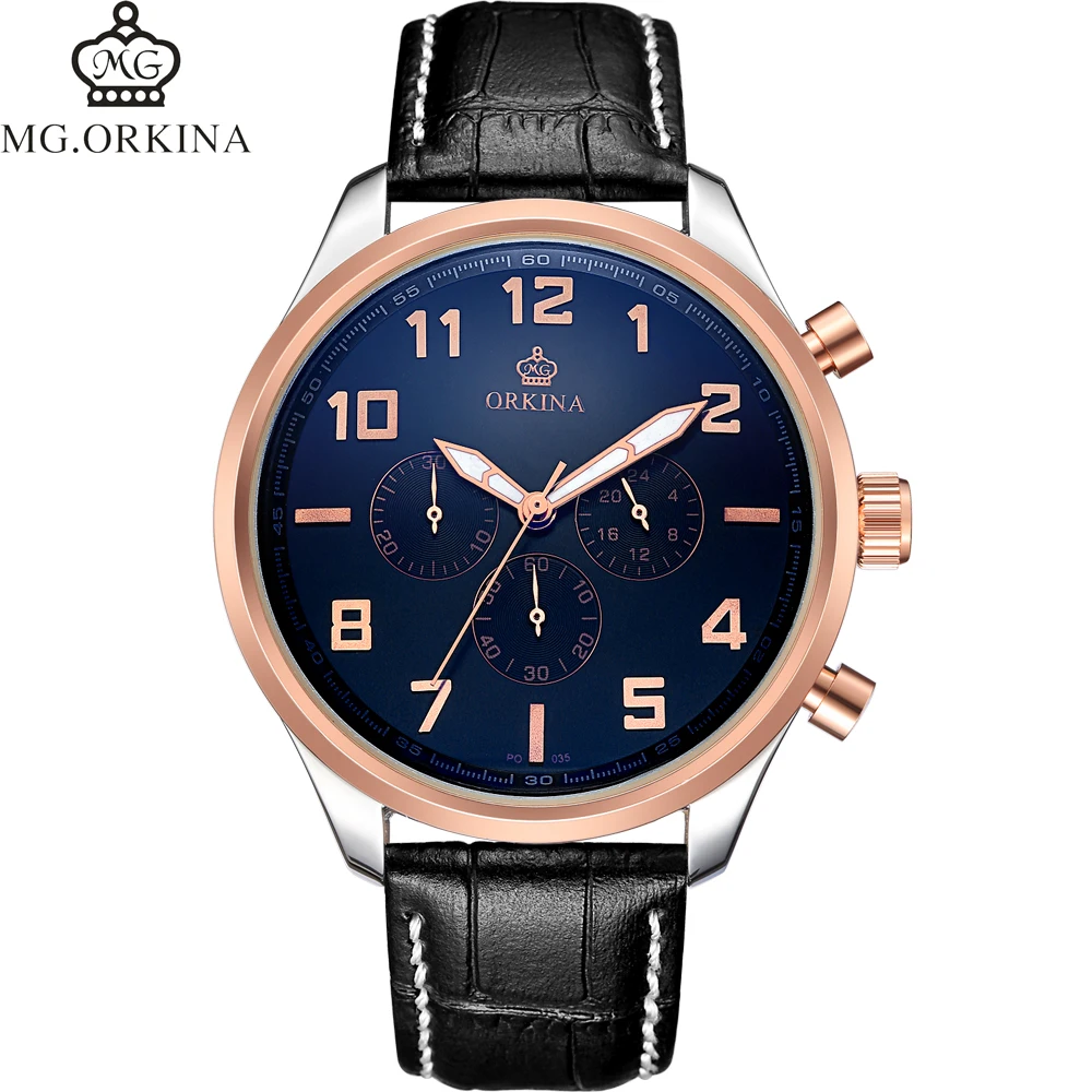 

Luxury Designers Brand ORKINA Men's Watches 24 Hours 6 Arrows Quartz Watch Men Chronograph Business Watches 3atm Waterproof