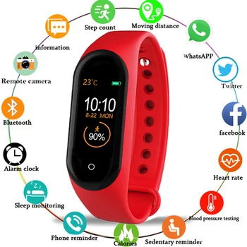 

Men Smart Bracelet Women Kids Waterproof Fitness Tracker Heart Rate Blood Pressure Blood Oxygen Monitor PK Mi Band 4 Smart Band