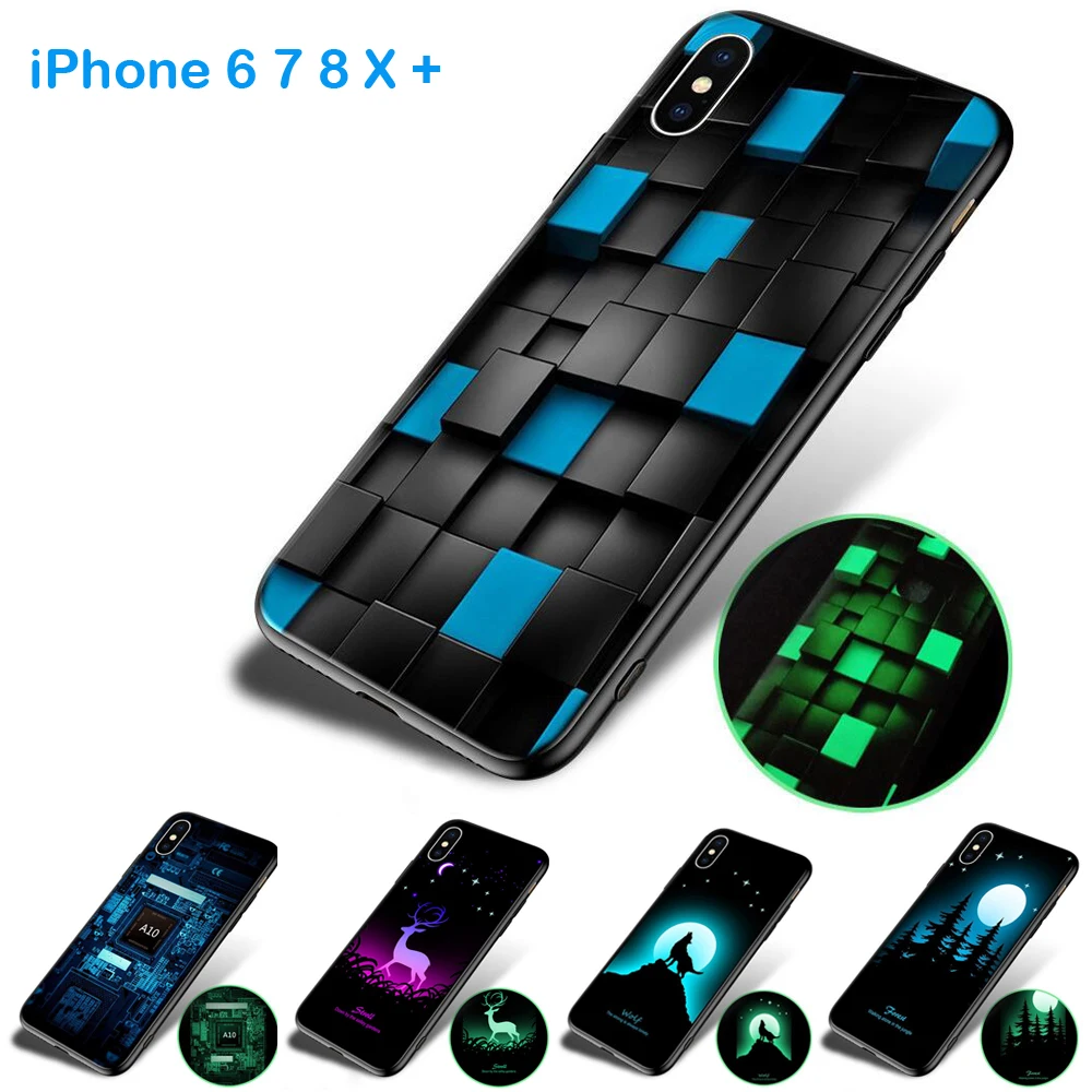 

3D Luminous Dream Magic Artistic conception Pattern TPU Bumper Soft Protective Case Cover For iPhone X 6 7 8Plus
