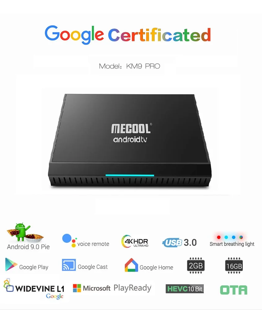 MECOOL KM9 Pro Google Сертифицированный Android tv Android 9,0 ТВ приставка 4 ГБ 32 ГБ Amlogic S905X2 4K двойной Wifi Смарт ТВ приставка TX6 T9 KM3 ТВ