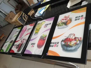 

Restaurant Magnetic Aluminum Frame Led Edge lit Menu Board Lightbox a2 size for Fast Food Store