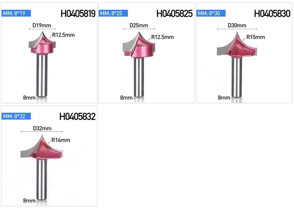 8 мм хвостовик фрезы деревообрабатывающий Резак Отделка угловая точка-резка круглая бухта коробка биты резьба точка резки RoundOver паз бит
