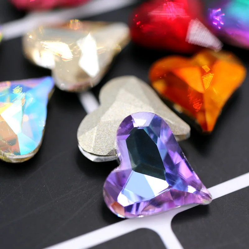 Новое поступление дизайн ногтей остроконечные Стразы 20 шт. K9 стекло в форме сердца фиолетовый светильник Стразы diy аксессуары для одежды