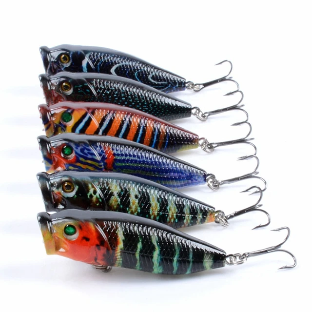 East Rain 6.8cm 8.3g 6pcs/Lot Painted Popper Topwater Lure for