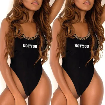 

Women Sexy Beach Bodysuit Backless Leotard Body Top Jumpsuit sleeveless Letter print Bodycon Bodysuit summer beachwear