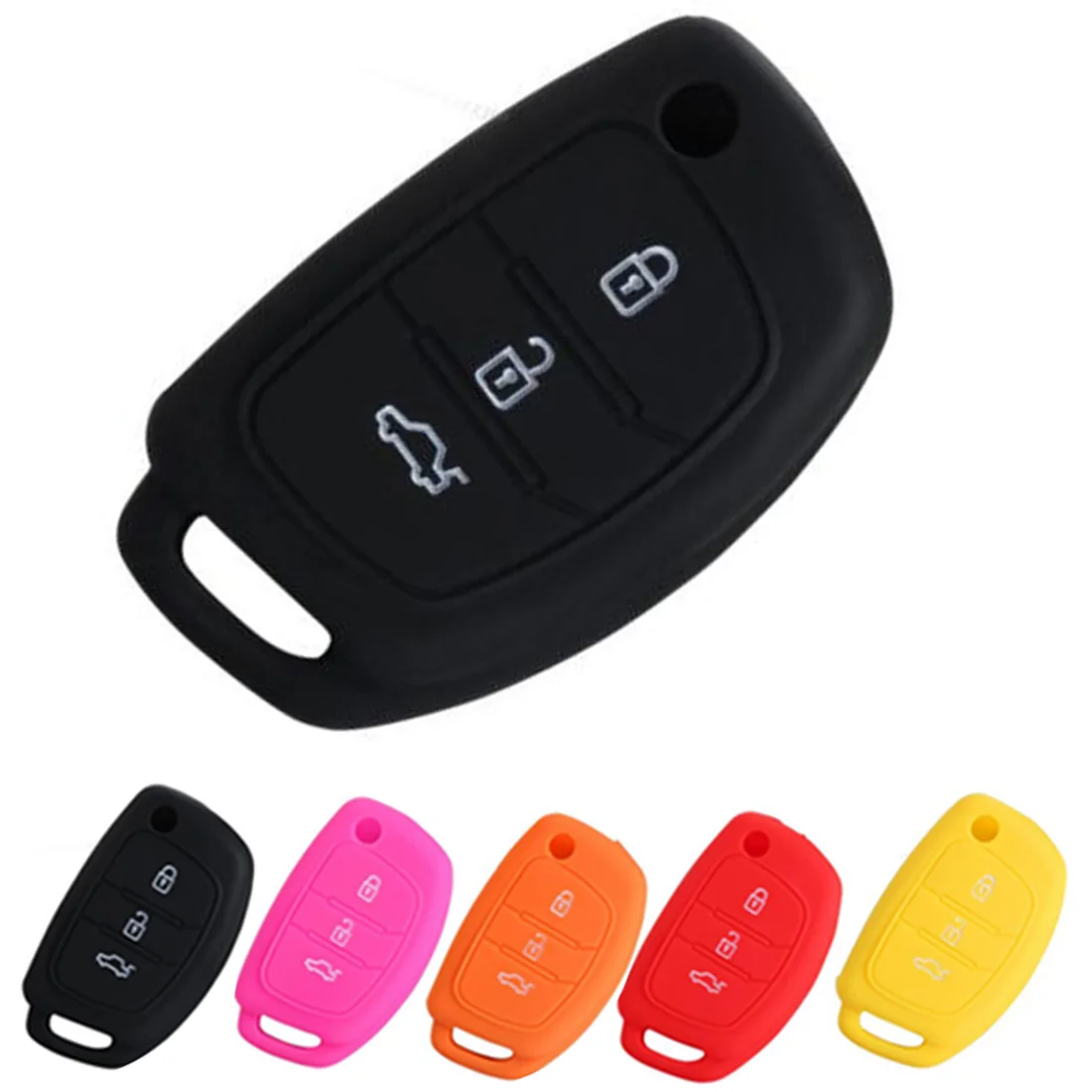 

Dewtreetali 3 Buttons Silicone Cover for Hyundai Solaris MISTRA Veloster SR IX35 Accent Elantra i30 Smart Remote Key Case