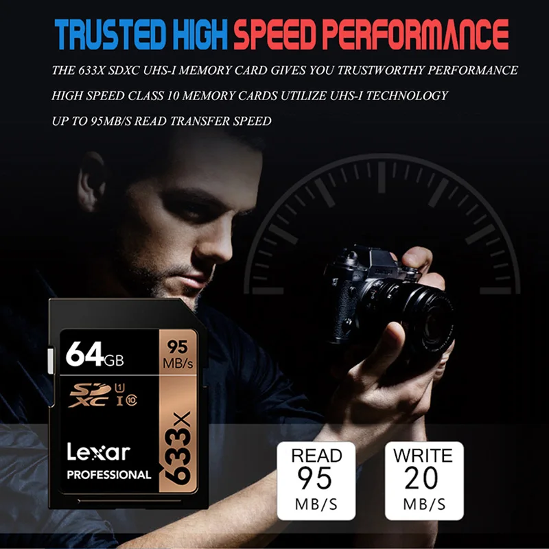 Lexar sd карта 32 GB 633x 1000x U3 Class10 128 Гб памяти UHS I C10 64 2000x cartao de карты для Камера|Карты