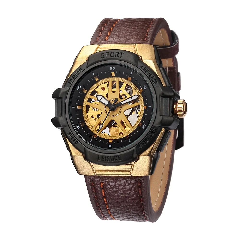 Shenhua для мужчин s стимпанк Скелет часы для мужчин золото автоматические механические часы с автоматическим подзаводом наручные часы relogio automatico masculino