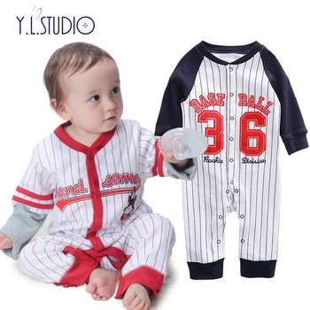 

Baby Boy Cotton Romper Overall Stripe Letter Sport Fashion New Born Football Jumpsuit Outfit Clothing Newborn Baby Girl Clothes