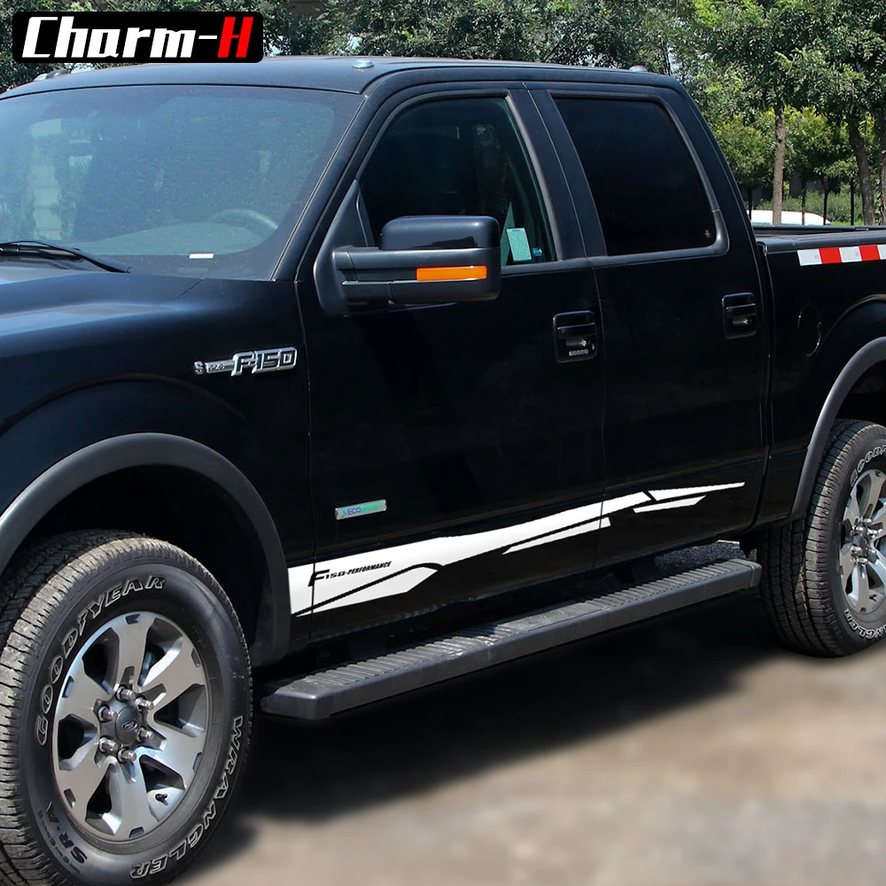 2 шт. сбоку юбка в полоску двери Панель внедорожных F150 Performance Графический стикеры