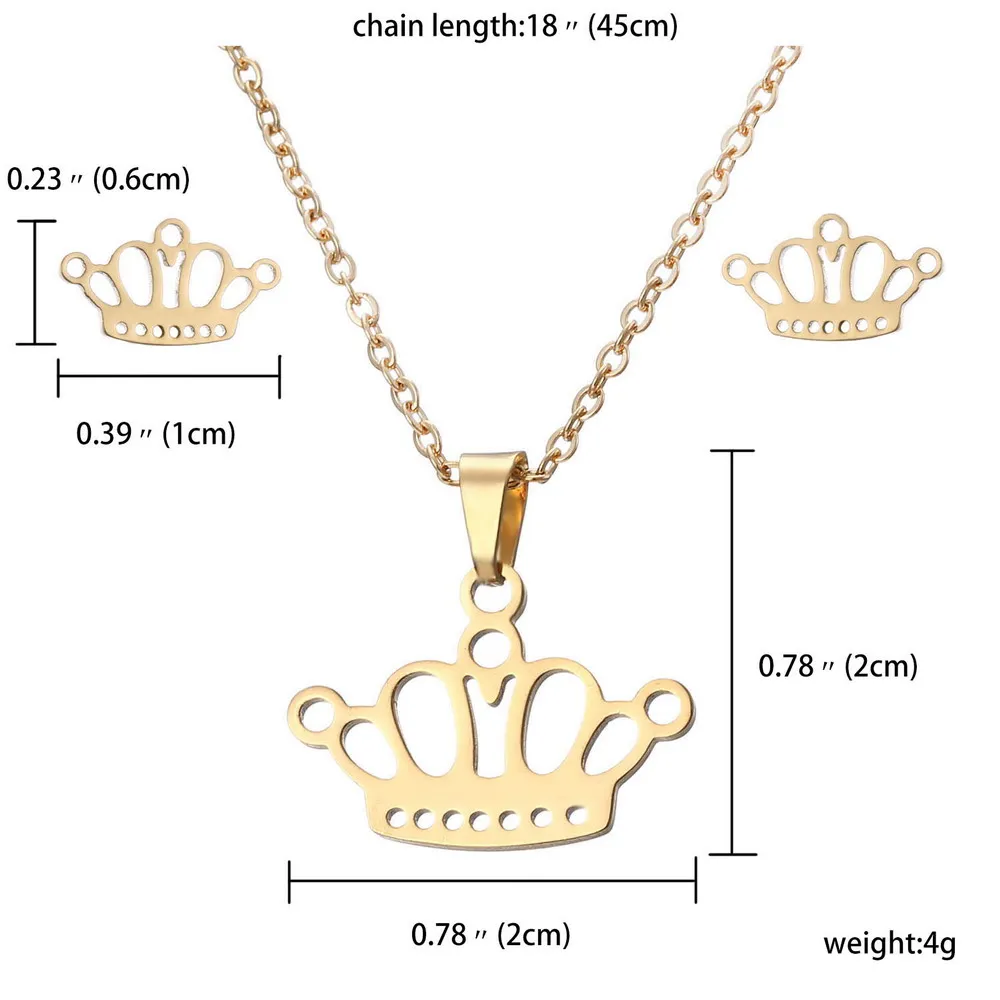 Свадебные ювелирные наборы из нержавеющей стали в форме короны, свадебные ожерелья, серьги, ювелирные наборы, модные вечерние подарочные аксессуары