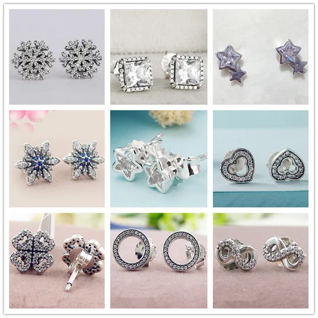 Christma collection earings brinco 925 Sterling Silver Snowflake Stud Earrings f Christma collection earings brinco 925 Sterling Silver Snowflake Stud Earrings f
