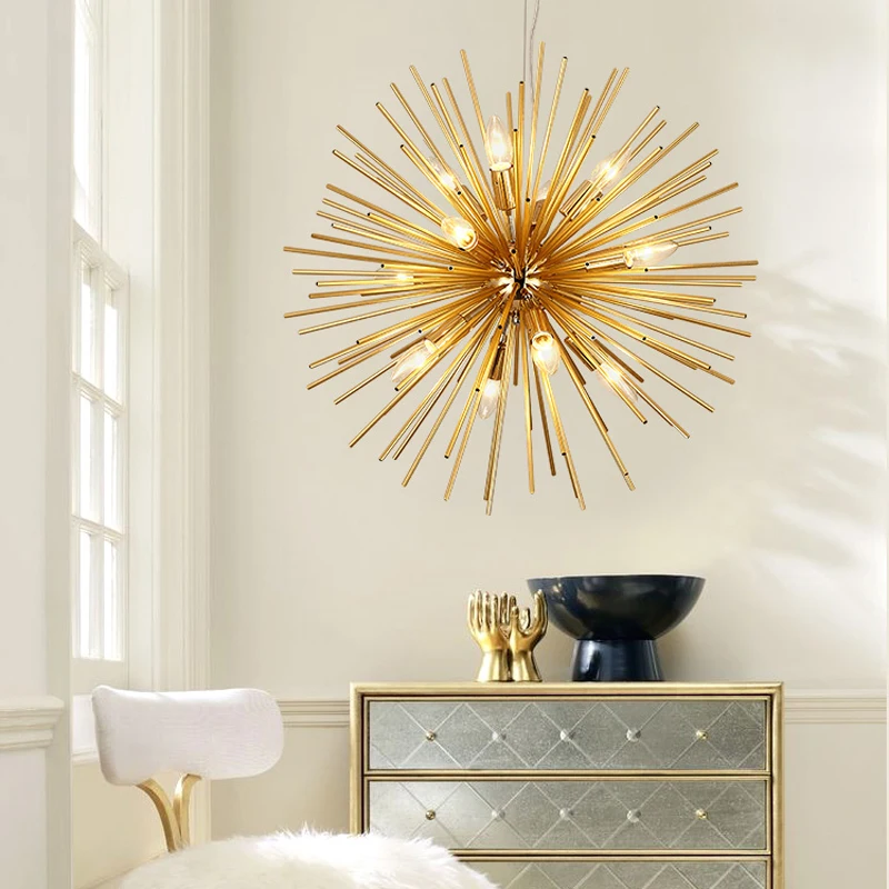 Modern Hedgehog Gold Pendant Light Restaurant Hanging Indoor Light Contemporary Suspension Pendant Lamp Living Room Villa Pendant Lighting Fixture (13)