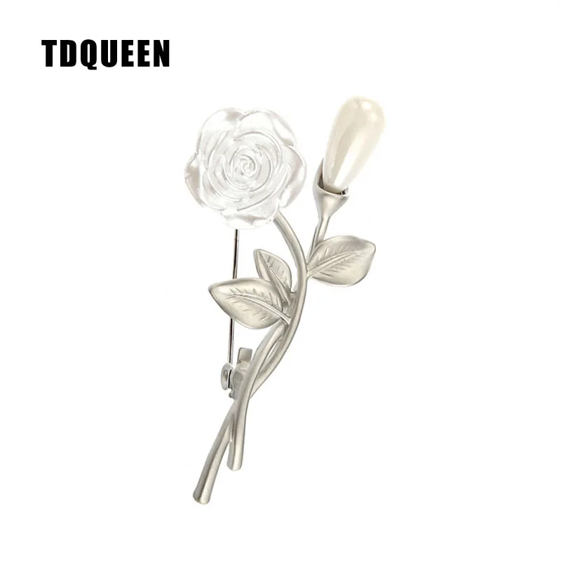 Matte Silver Plated Camellia Flower Brooch Bridal Wedding Party Pin Jewelry Elegant Broches for Women Simulated Pearl Brooches (2)