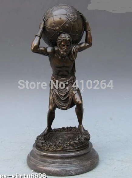 

Greek Myth Gaint Titan Atlas Globe Pure Bronze Art Statue