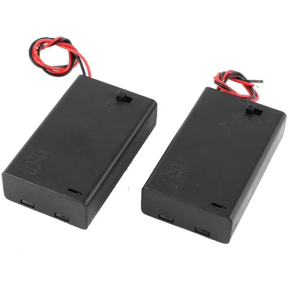 

3 Slots AAA Wired Battery Holder Box Power Battery Storage Case Box Holder Leads With Cover