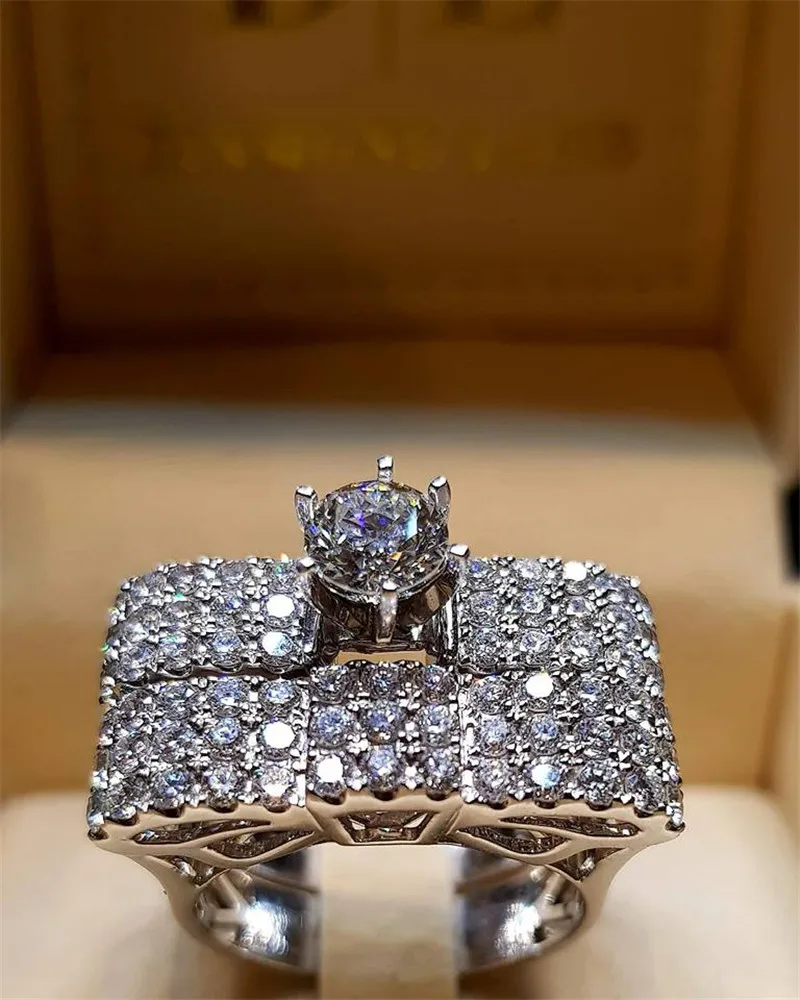 Mostyle классическое обручальное кольцо набор AAA белый кубический циркон Женское Обручальное кольцо CZ кольца ювелирные изделия - Цвет основного камня: 15350