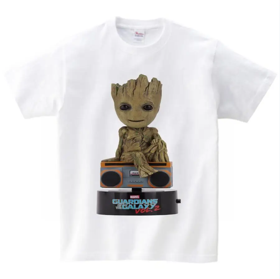 Модная детская футболка Летняя футболка с принтом «I Am GROOT» летняя одежда из хлопка для маленьких мальчиков футболка для девочек NN с короткими рукавами - Цвет: White childreT-shirt