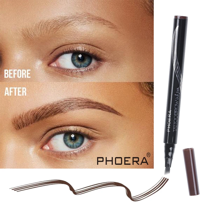 PHOERA европейский стиль 4 вилки кончик бровей Карандаш для татуировки Microblading стойкий для бровей ручка тонкий эскиз бровей Макияж TSLM2