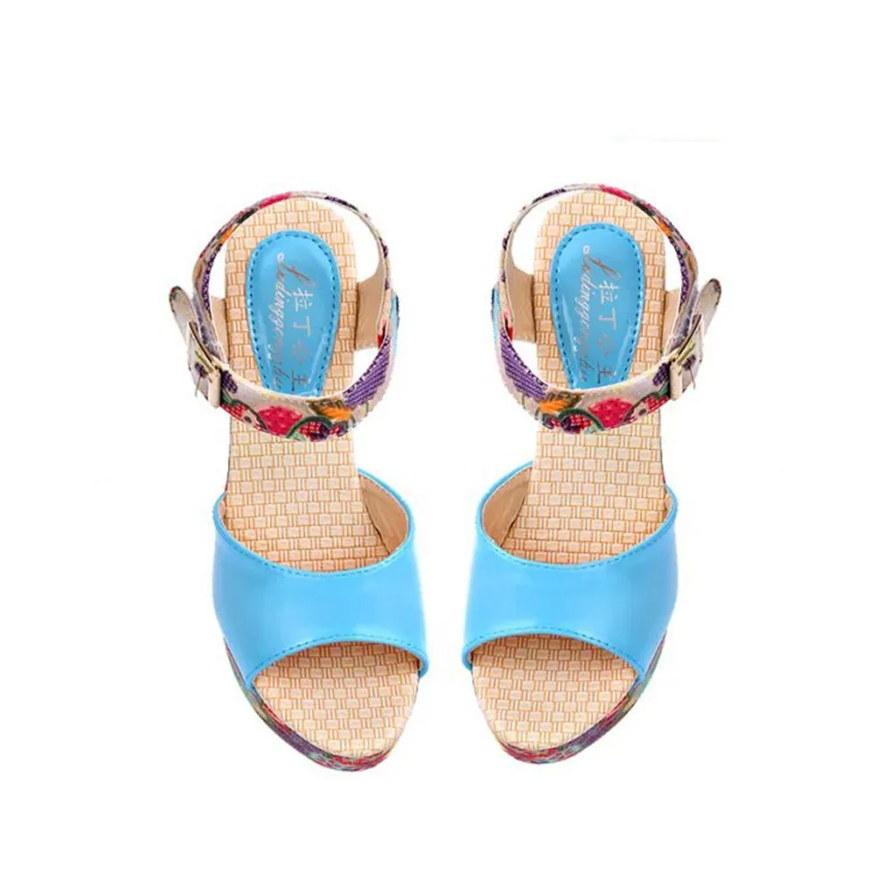 

Female Shoes Ladies Sandals Women Heels Summer Woman Sandal Wedges Platform Open Toes Shoe Woman Slope Printed Slope Sandals