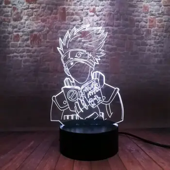 

Flash Naruto Hatake Kakashi Anime Figure 3D Illusion LED Colorful Flashing Desk Nightlight Japan Manga Kakashi Figuras Toys