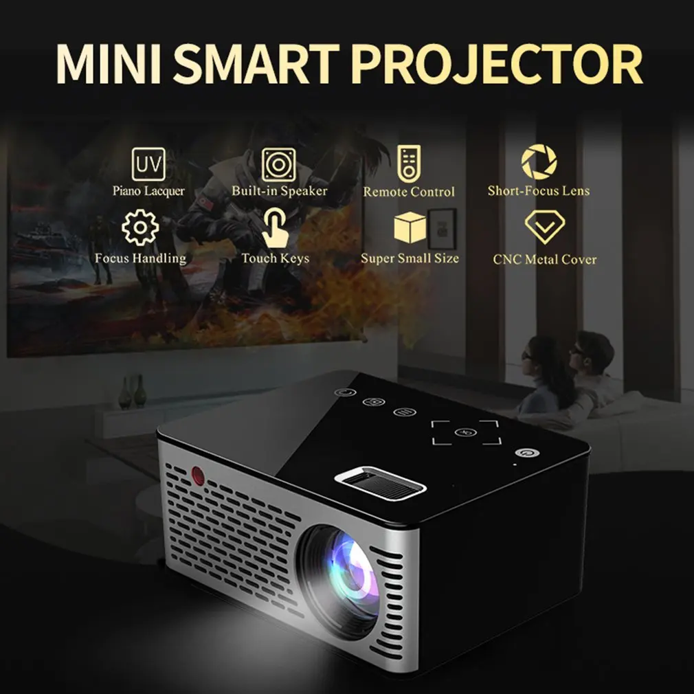 

Portable Mini Projector 1080P LED 2000Lumens Full HD Projector Home Theater Cinema HDMI VGA USB home theater 5.1 Video Projector
