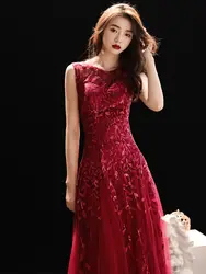 Бургундия Кружева сетки сексуальное тонкое платье вечернее платье Китайский свадебный тост платье улучшенное Qipao Vestidos Размер s-xxl