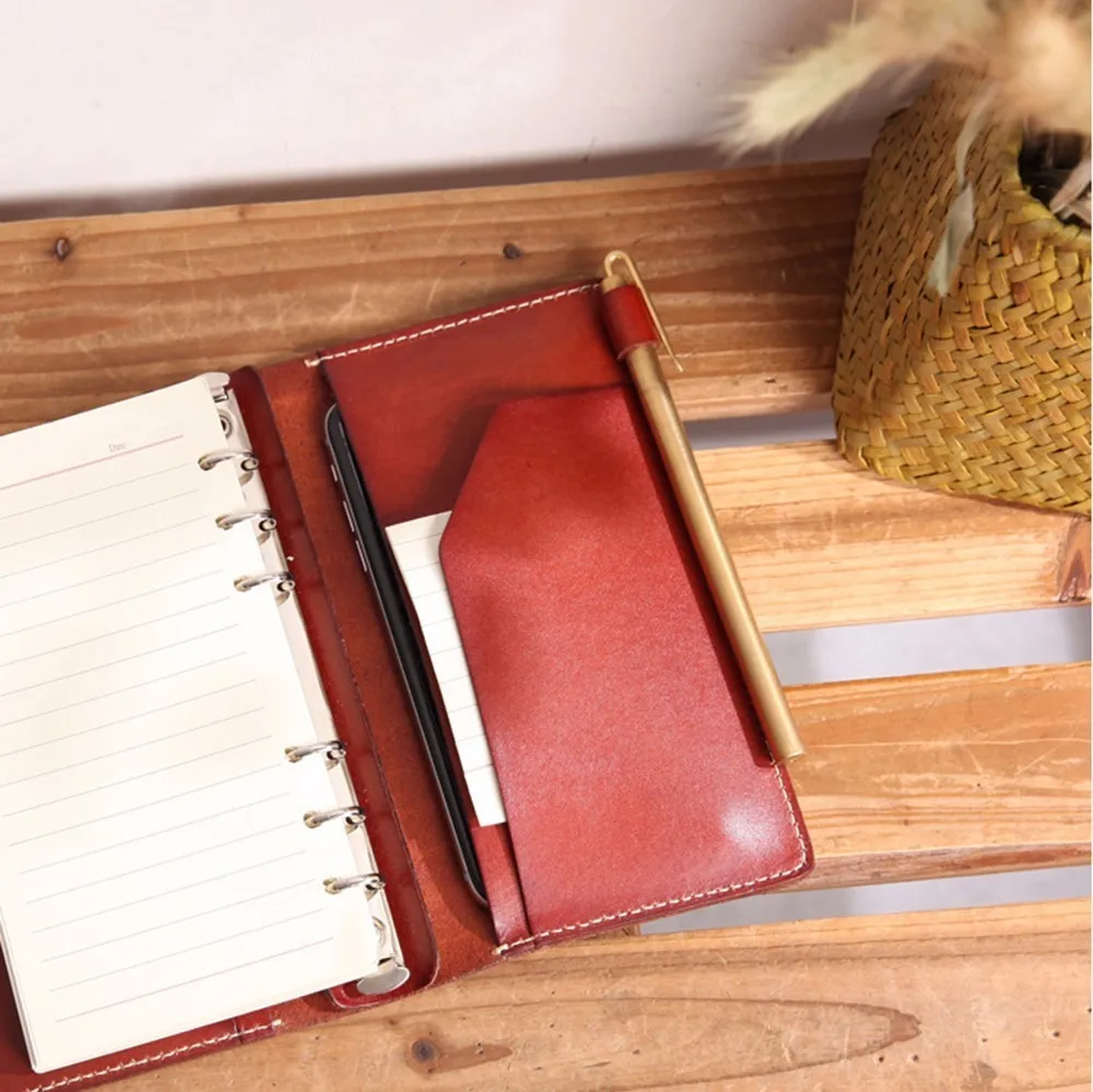 Exquisite Vegetable-tanned Leather A6 Notebook Handmade For Business Organizer planner sketchbook Vintage official stationary