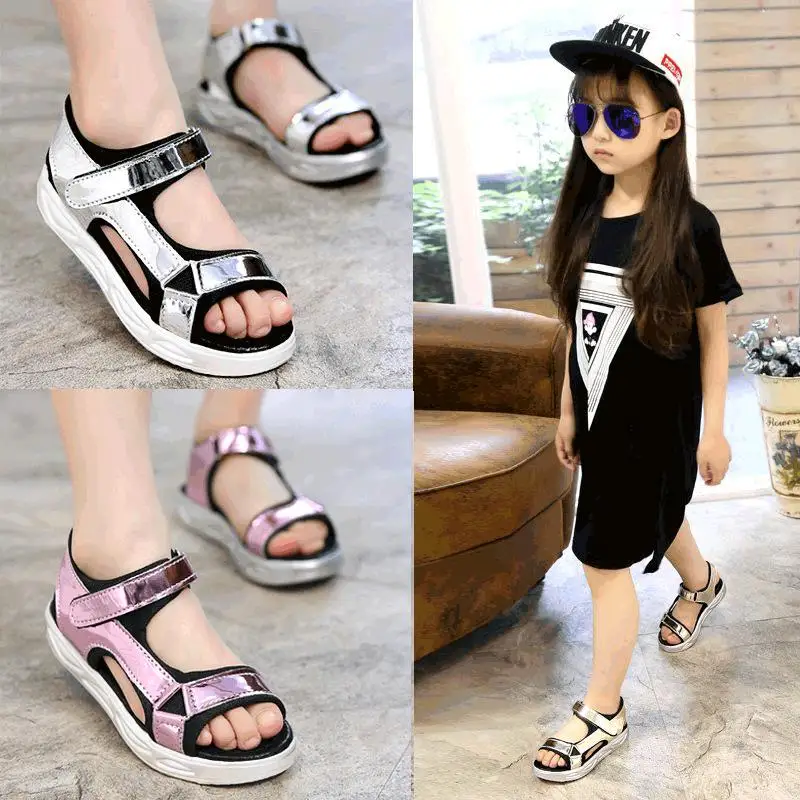 

New Girls Sandals Summer Soft-soled Princess Shoes Student Girls Shoes